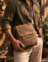 mens sling bags light brown