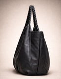 Braided Leather Tote Bag BLACK