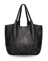 Premium Braided Leather Tote Bag for Women – Black Handcrafted Shoulder Bag