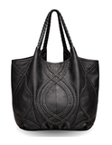 Braided Leather Tote Bag BLACK