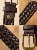 Braided Leather Belt dark brown
