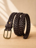 Braided Leather Belt dark brown
