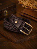 Braided Leather Belt dark brown