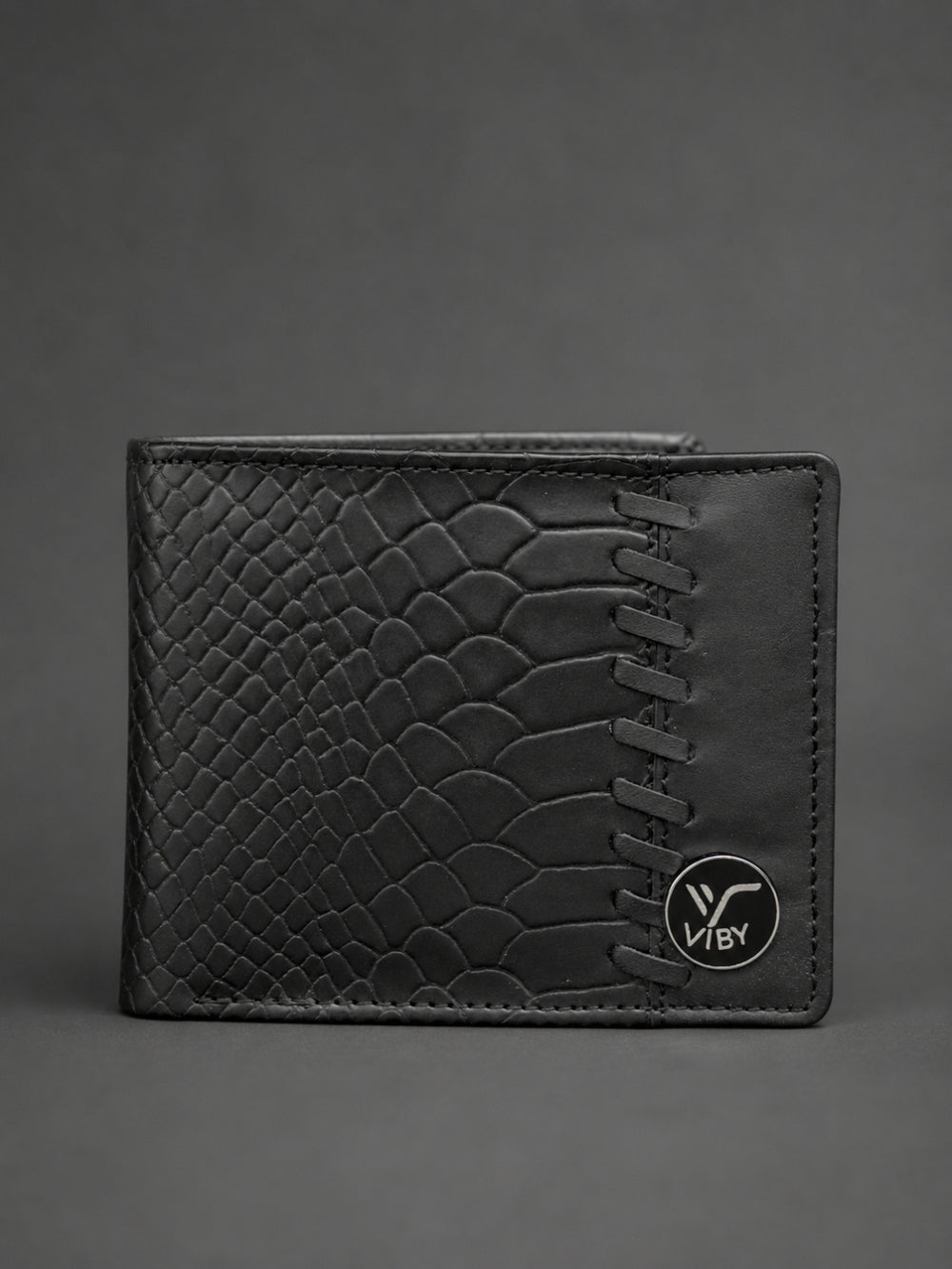 Croco Braid Stich wallet black