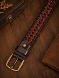 Braided Leather Belt red and brown