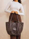 Braided Leather Tote Bag BROWN
