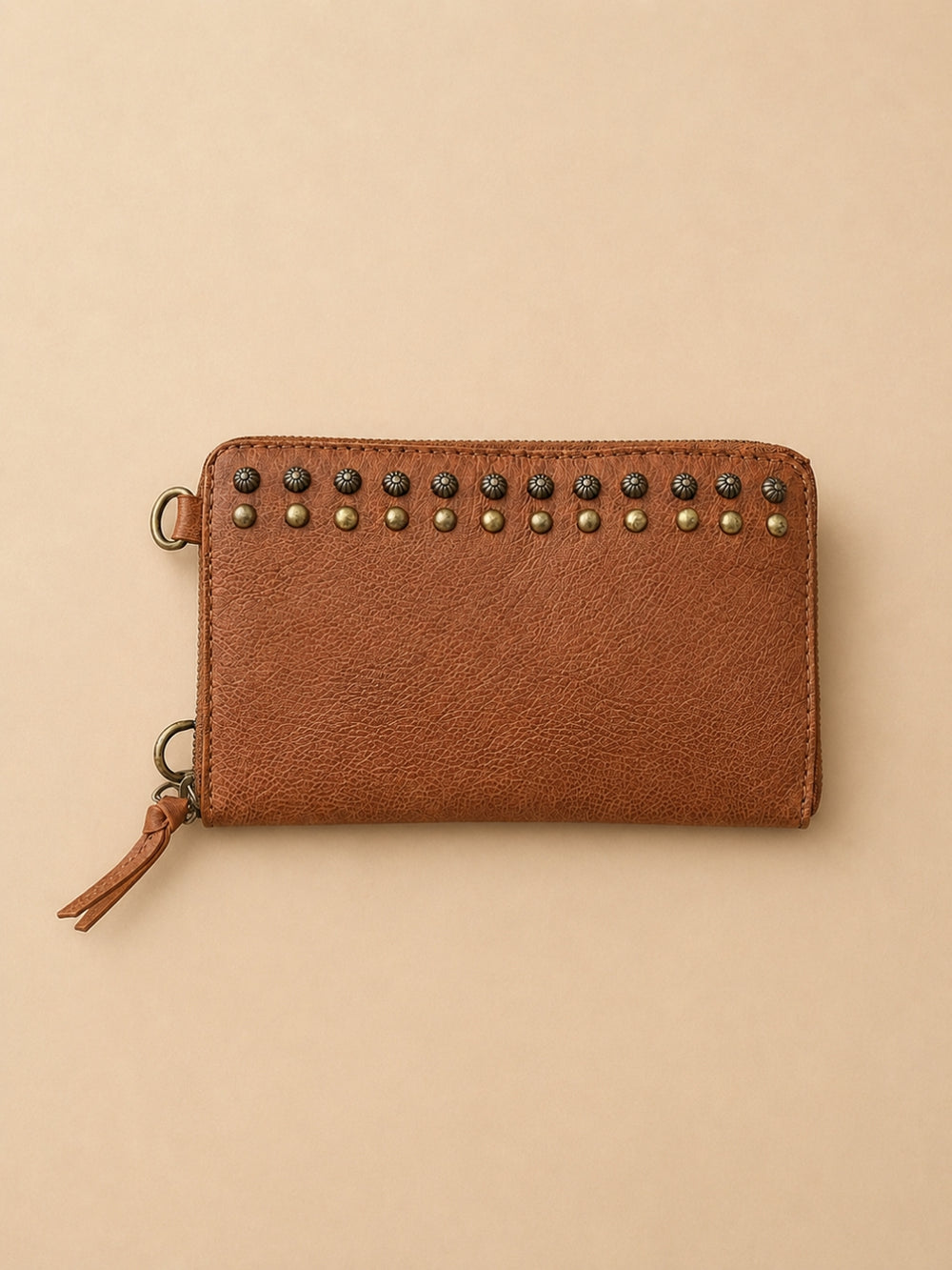Studded Phone Wallet brown