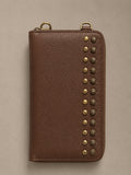 Studded Phone Wallet dark brown