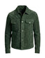 Premium Green Suede Leather Jacket for Men – Classic Trucker Style