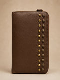 Studded Phone Wallet dark brown