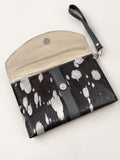 Wristlet Envelope Clutch black white patches