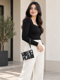 Wristlet Envelope Clutch black white patches