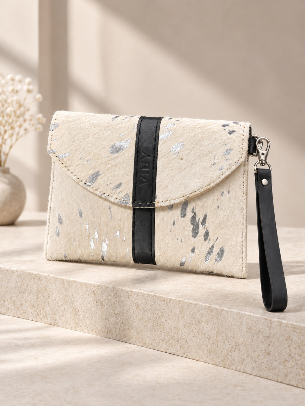 Wristlet Envelope Clutch white black line