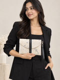 Wristlet Envelope Clutch white black line