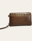 Women’s Brown Leather Zip Wallet with Stud Detailing