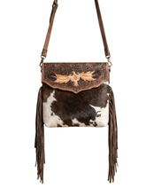 Women’s Cowhide Leather Crossbody Bag with Fringe Detailing