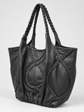 Braided Leather Tote Bag BLACK