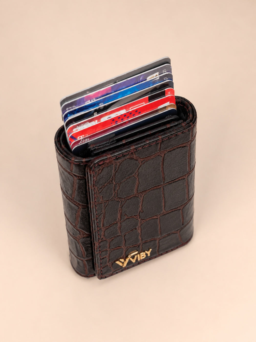 Pop-Up Three Fold Wallet dark brown