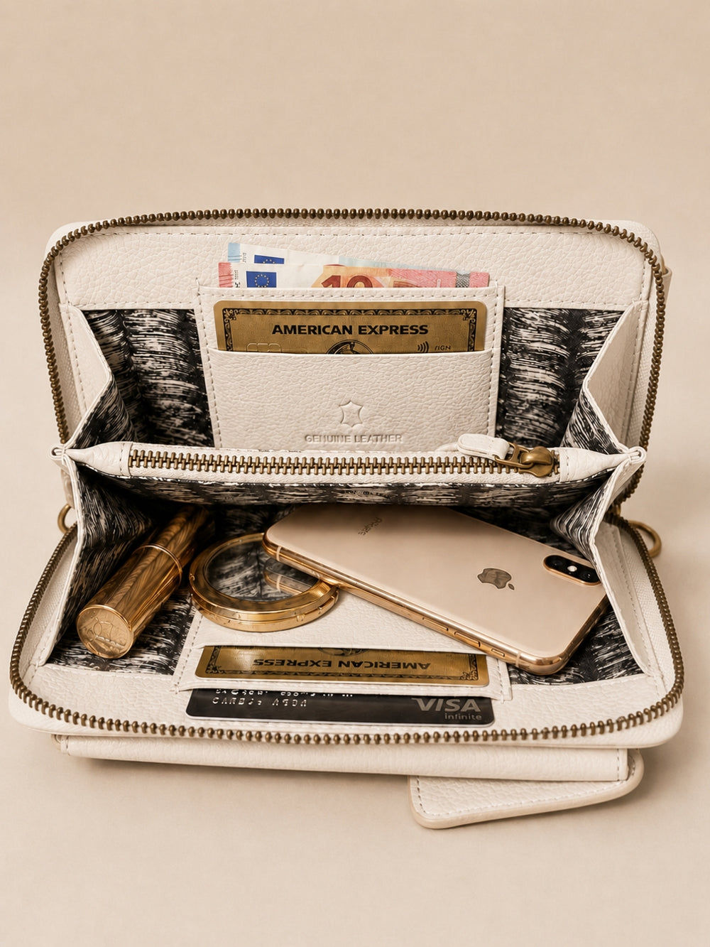 Studded Phone Wallet white