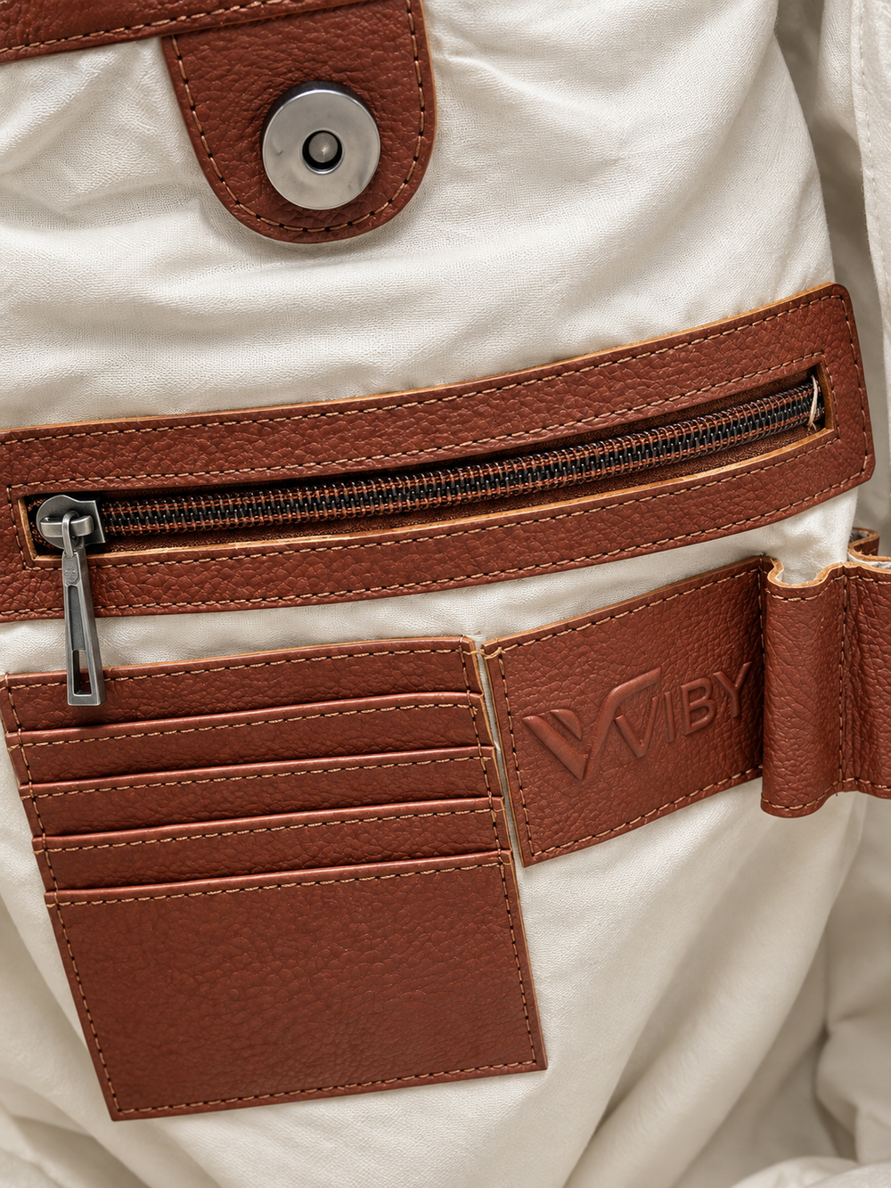 Braided Leather Tote Bag BROWN AND WHITE