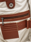 Braided Leather Tote Bag BROWN AND WHITE
