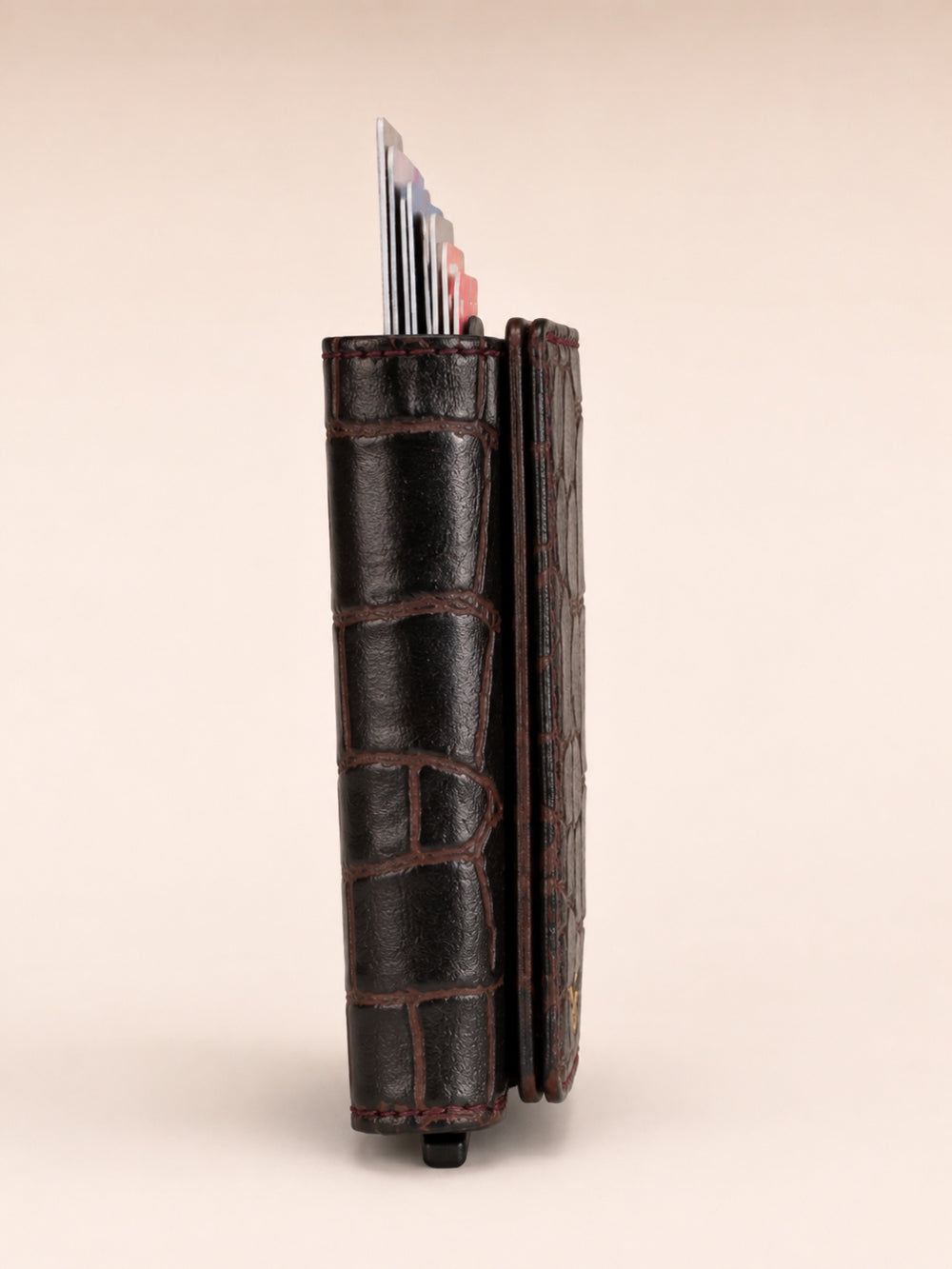 Pop-Up Three Fold Wallet dark brown