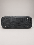 Women Black Croc Texture Handbag