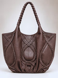 Braided Leather Tote Bag BROWN