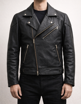 Classic Black Leather Biker Jacket