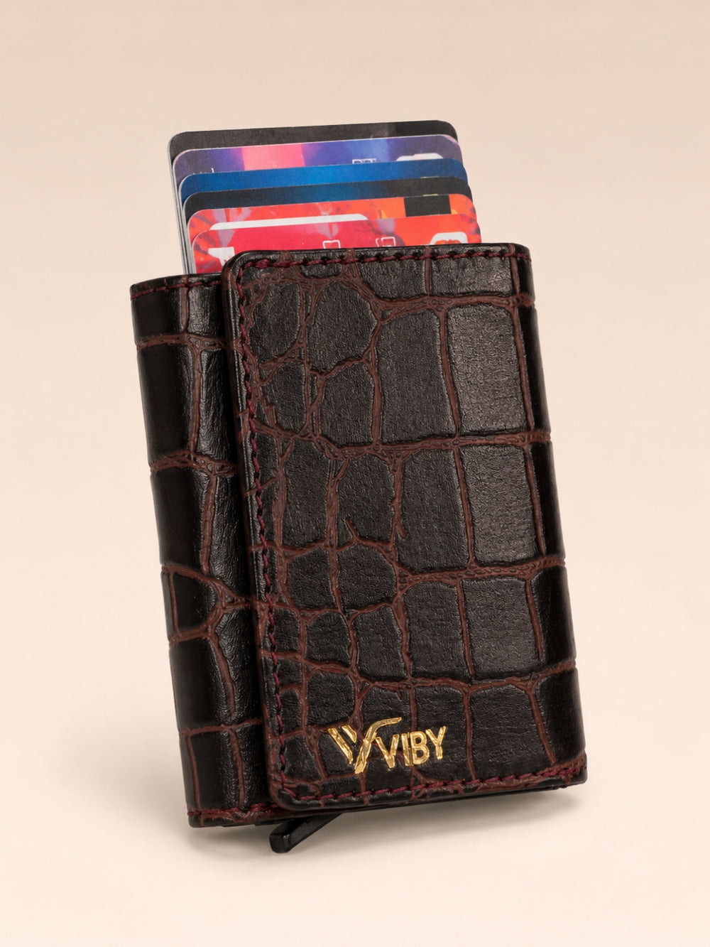 Pop-Up Three Fold Wallet dark brown