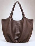 Braided Leather Tote Bag BROWN