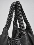 Braided Leather Tote Bag BLACK