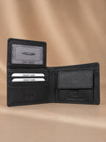 Twin Stich Goat Leather wallet black straight line