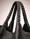 Braided Leather Tote Bag BLACK