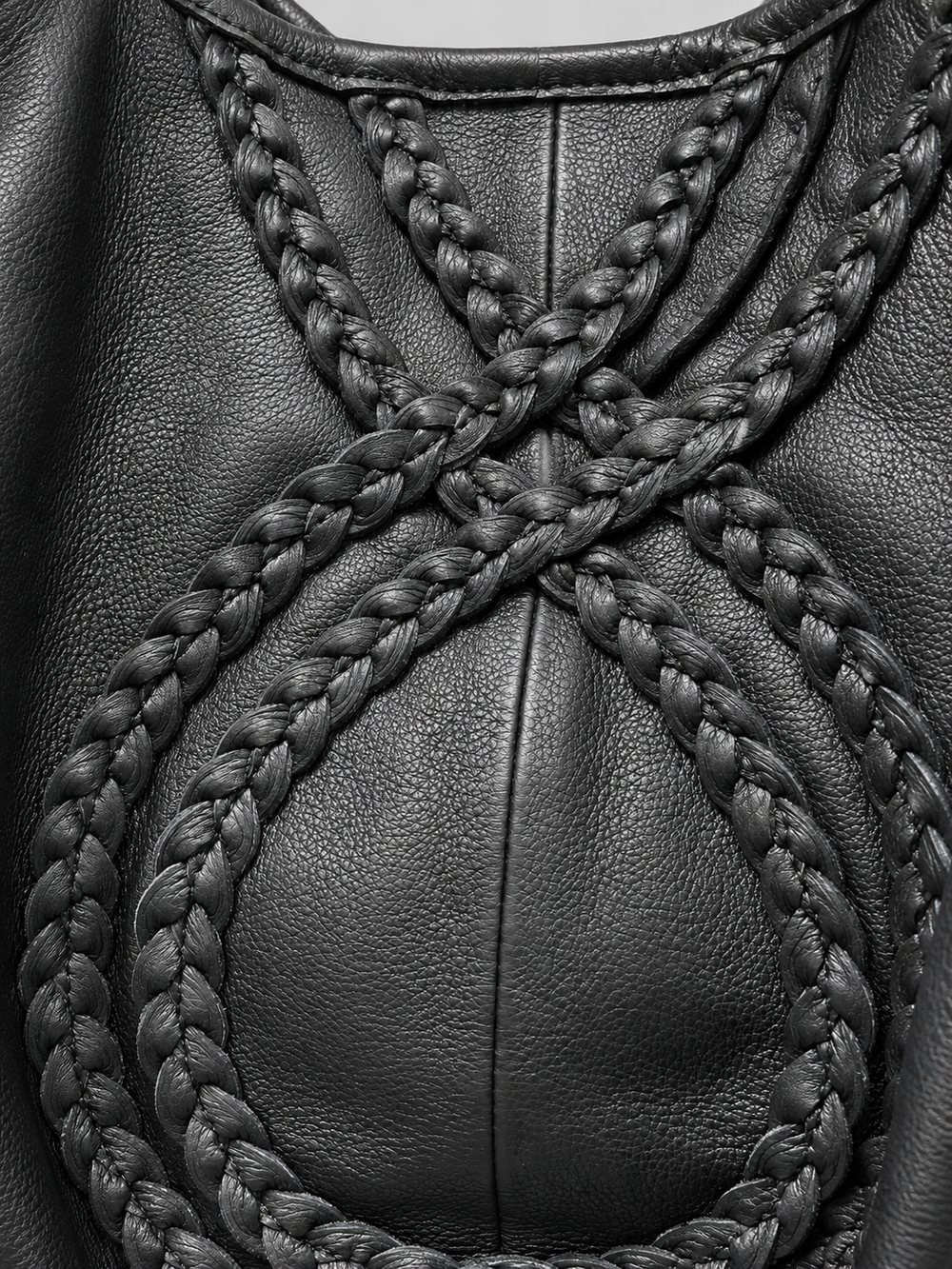 Braided Leather Tote Bag BLACK