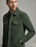 Green Suede Leather Jacket for Men