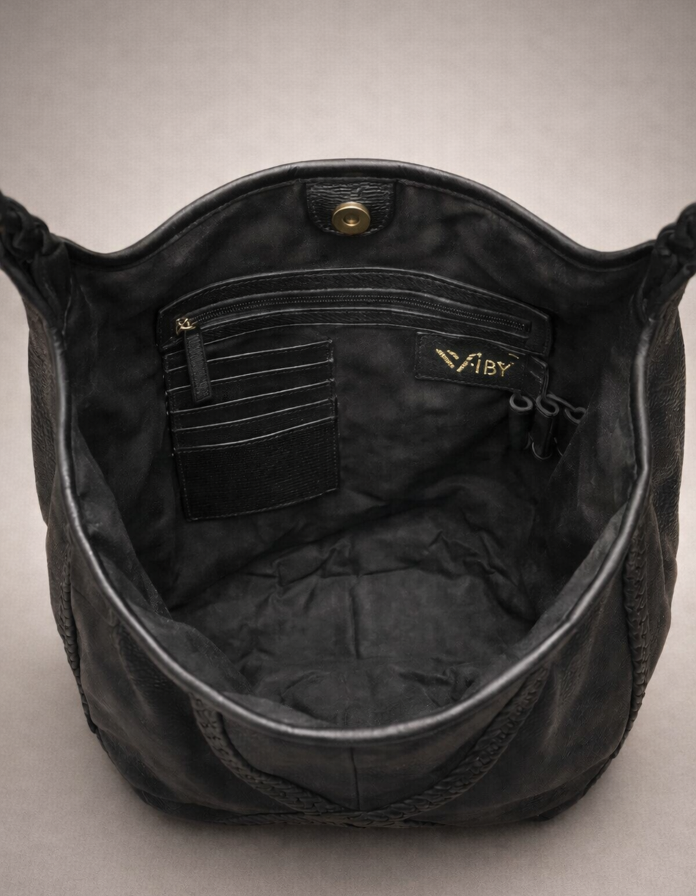 Braided Leather Tote Bag BLACK