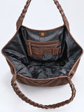 Braided Leather Tote Bag BROWN