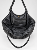 Braided Leather Tote Bag BLACK