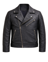 Men’s Classic Black Genuine Leather Biker Jacket