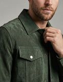 Green Suede Leather Jacket for Men