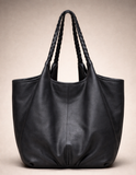 Braided Leather Tote Bag BLACK