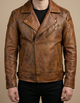 Grained Leather Biker Jacket