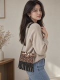 Hair-On Leather Fringe Sling Bag