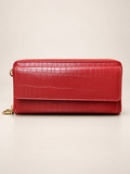 Croc-Embossed Leather Zip Wallet