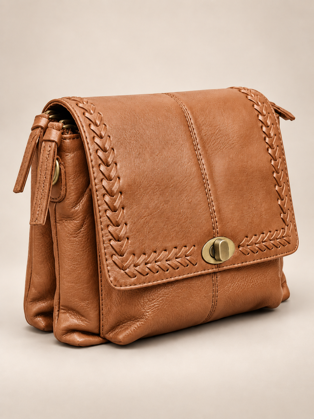 Brown Braided Sling Bag