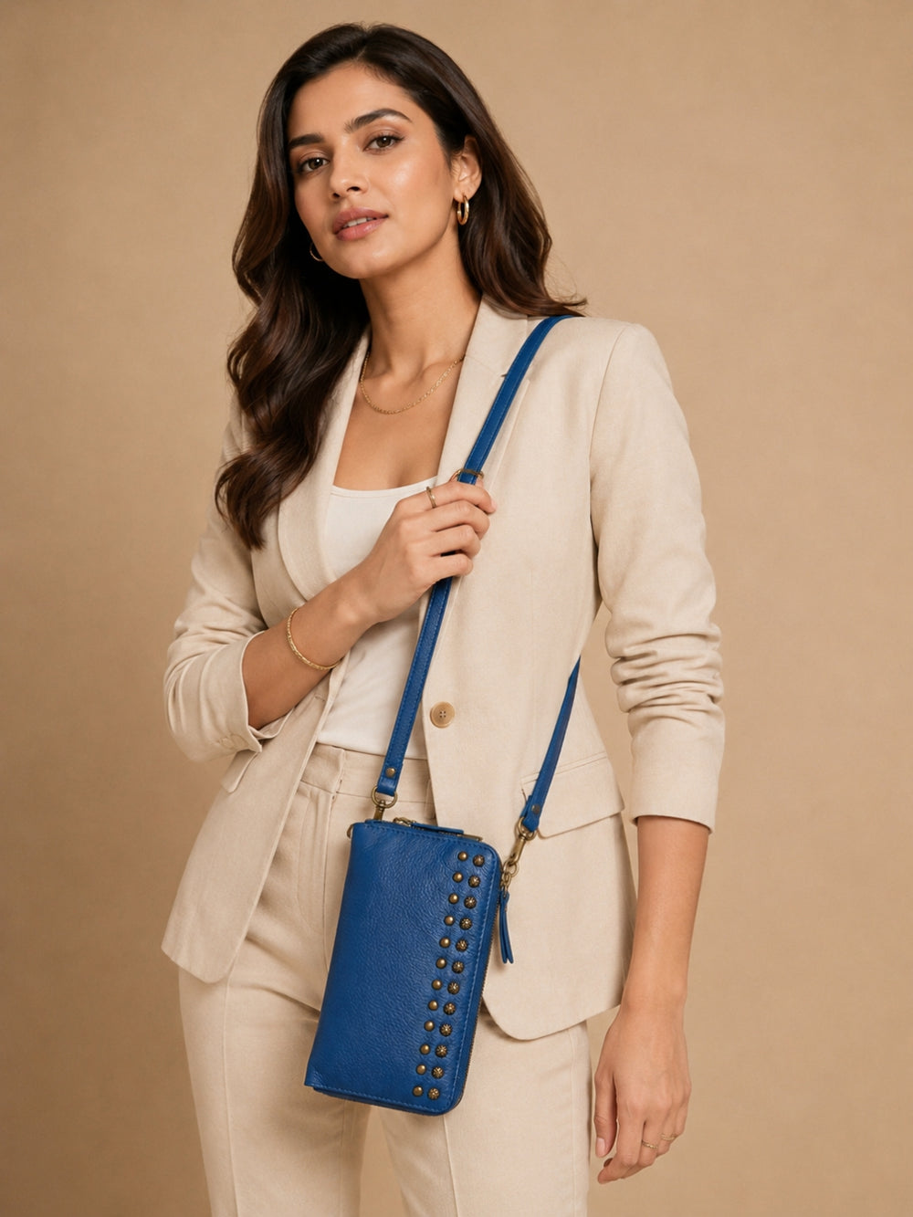 Studded Phone Wallet blue
