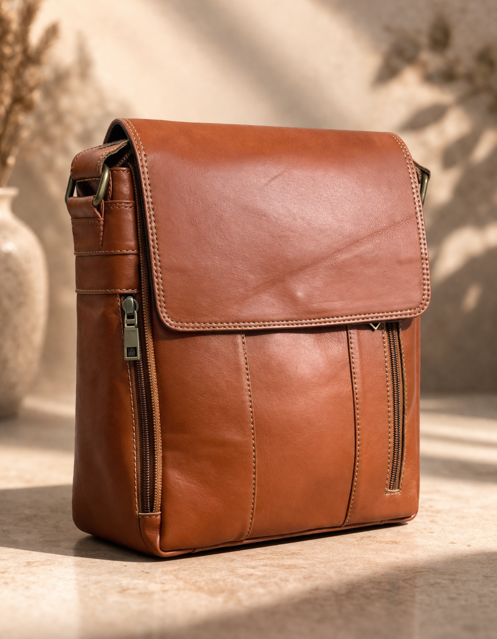 mens sling bags brown