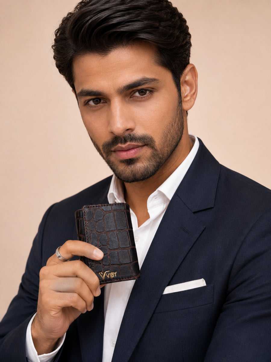 Pop-Up Three Fold Wallet dark brown