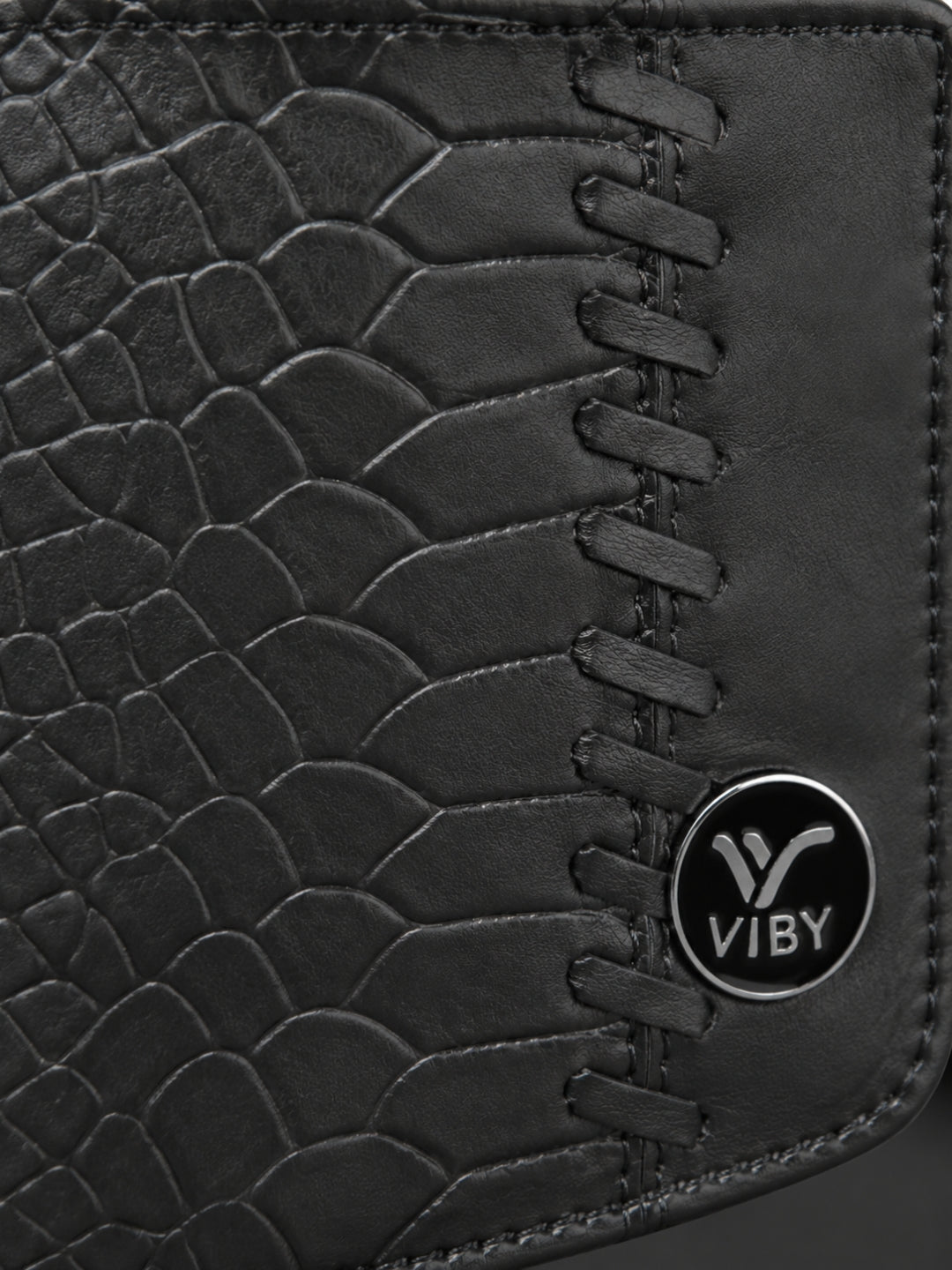 Croco Braid Stich wallet black